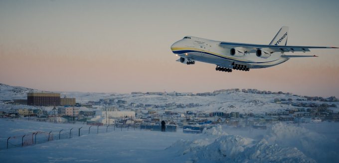 antonov AN-124-100 landing in Iqaluit, Canada