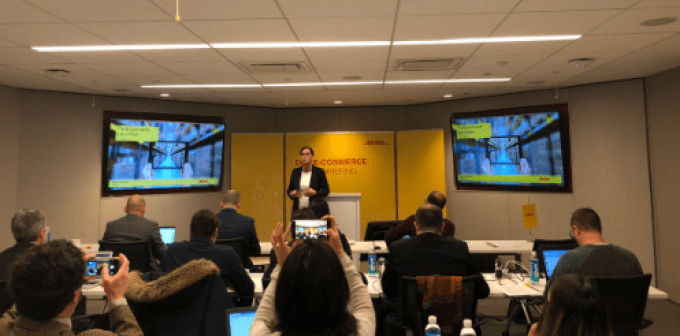 DHL's Katja Busch presenting in New York last week