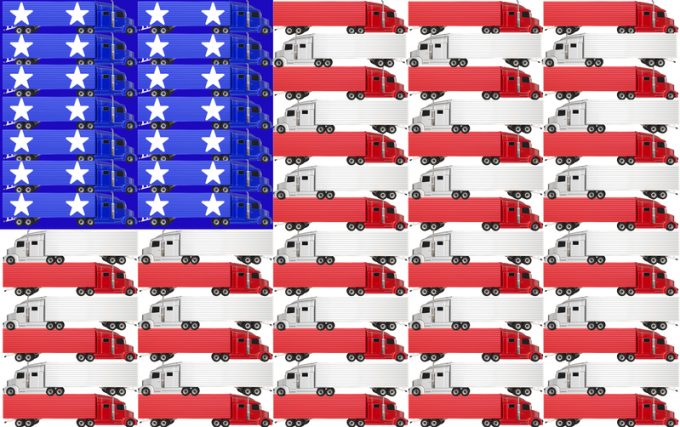 USA United States America Truck Flag Red White Blue