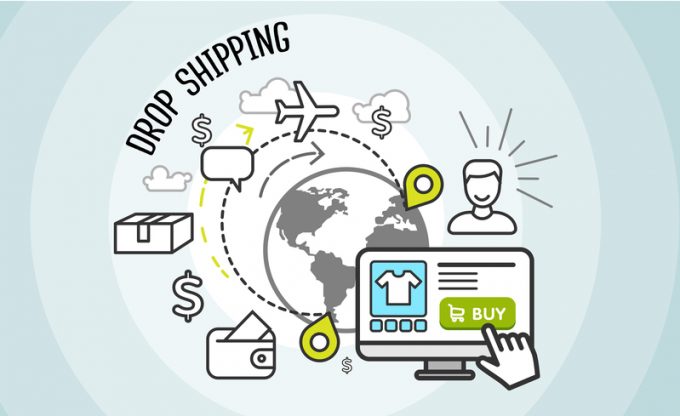 Drop shipping concept icon flat style. Dropship, cargo and buy,