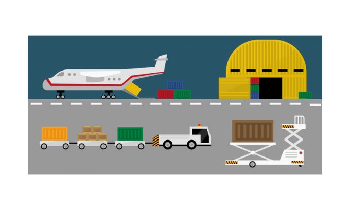 Air cargo delivery transportation, freight cargo transport vector Illustration