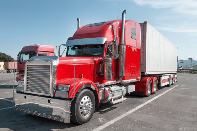 red US Truck with chrome parts