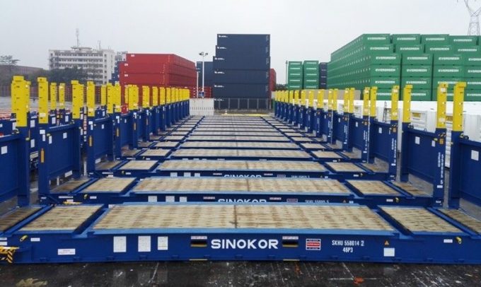 Sinokor flat-rack container.Flat-rack containers Credit Super Rack Co., Ltd
