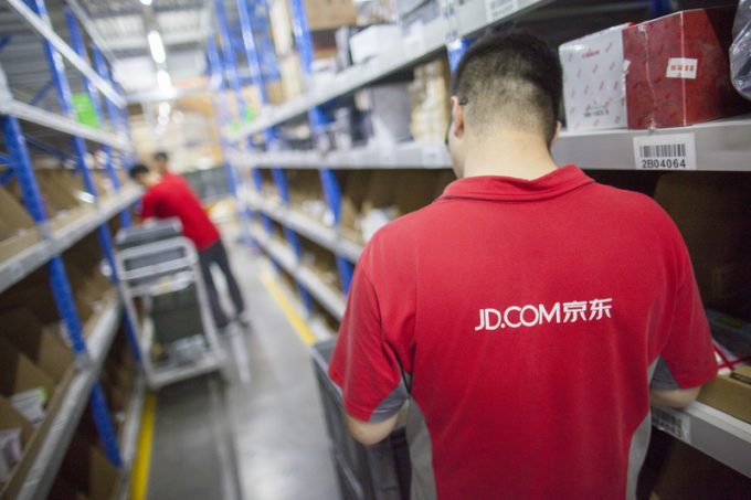 JD.com staff at Northeast China based Gu'an warehouse distribution facility