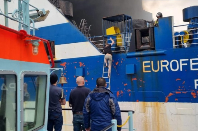 Grimaldi EuroFerry Olympia Belorussian lorry driver rescued