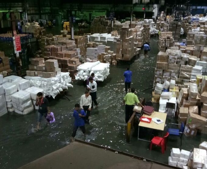 Flooded airfreight facility Mumbai