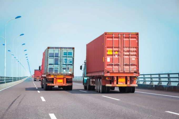 container truck on the bridge