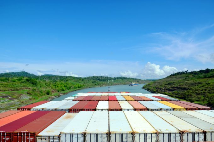 Panama Canal Container Ship View