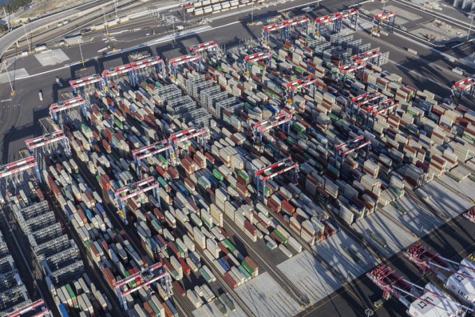 Aerial View Port of Long Beach Containers