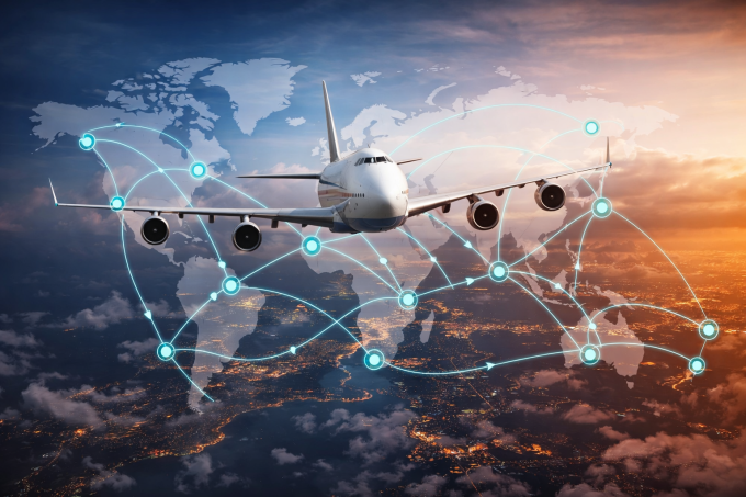 Global air cargo connections in flight