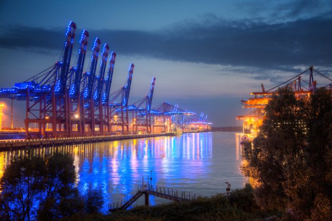 Germany, Hamburg, Container Terminal at Blue Port