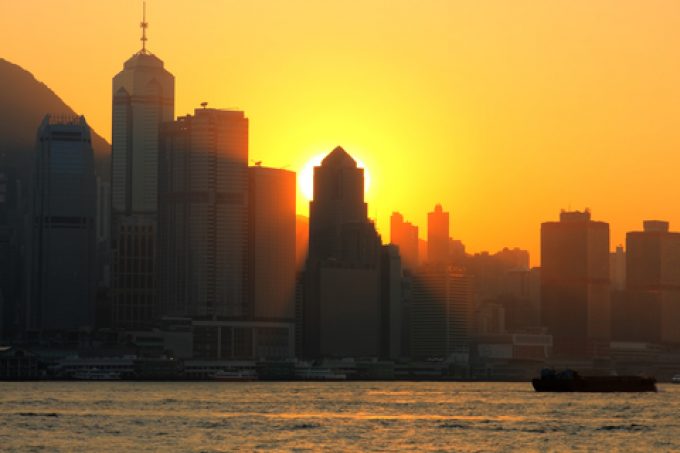hong kong port sunset