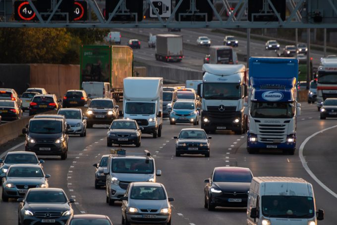 Evening traffic on British motorway M25