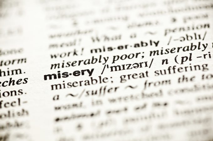 'Misery' - dictionary definition vignette
