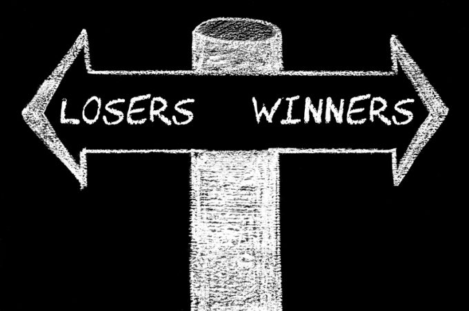 Opposite arrows with Losers versus Winners